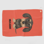 Draadloos dashond | Schattigee Dog Teckel Aangepas Golfhanddoek (Horizontaal)