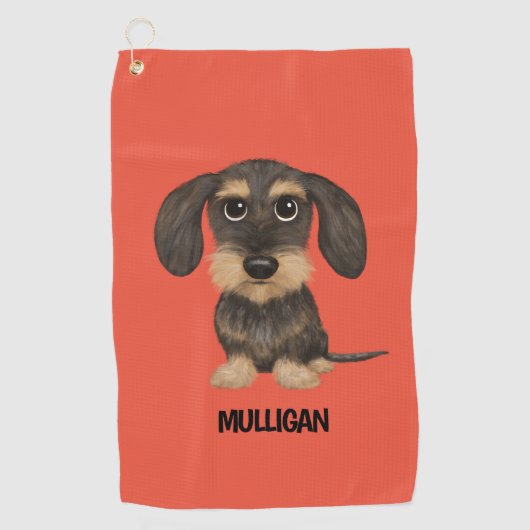 Draadloos dashond | Schattigee Dog Teckel Aangepas Golfhanddoek (Voorkant)