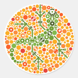 Draadloze gekko, kleurwaarnemingstest ronde sticker