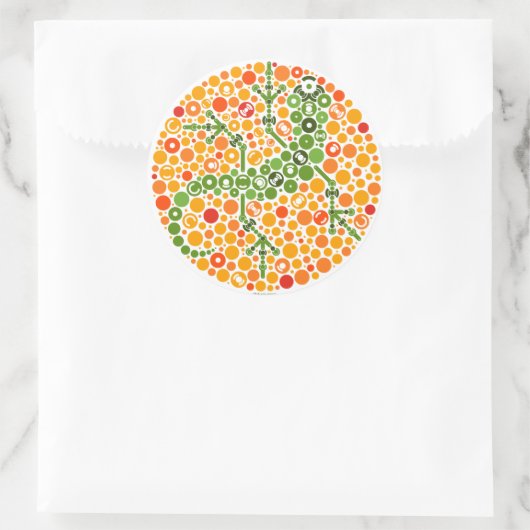 Draadloze gekko, kleurwaarnemingstest ronde sticker (Tas)