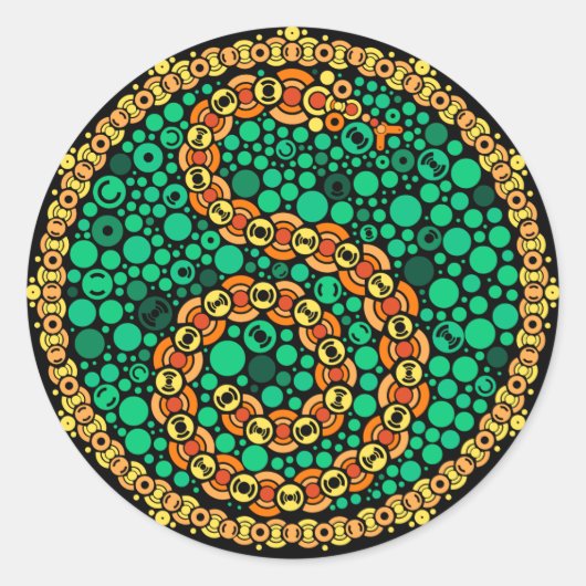 Draadloze Python, Kleurwaarnemingstest, Zwart Ronde Sticker (Voorkant)