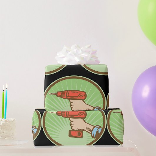 Draadloze Retro-boor Cadeaupapier