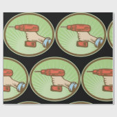 Draadloze Retro-boor Cadeaupapier (Vlak)