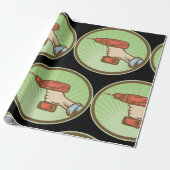 Draadloze Retro-boor Cadeaupapier (Uitgerold)