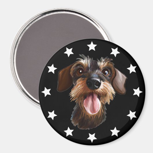 Draadloze teckel sterren magneet (Voorkant / Achterkant)