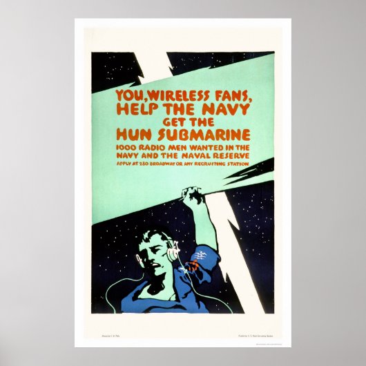 Draadloze ventilatoren, Help de marine (US02299) Poster (Voorkant)