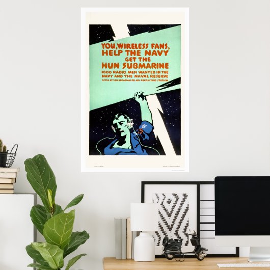 Draadloze ventilatoren, Help de marine (US02299) Poster (Thuiskantoor)