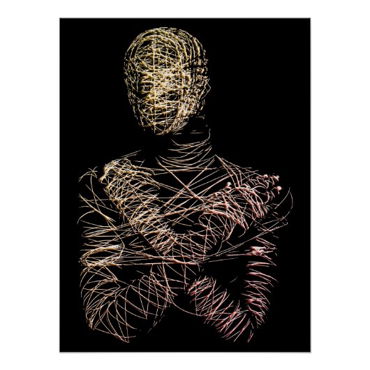Draadmodel van een menselijke figuur in abstracte  perfect poster (Voorkant)