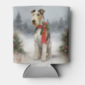 Draadvos Terriër Hond in Sneeuw Kerstmis Blikjeskoeler (Voorkant)