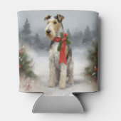 Draadvos Terriër Hond in Sneeuw Kerstmis Blikjeskoeler (Achterkant)