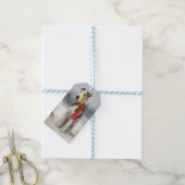 Draadvos Terriër Hond in Sneeuw Kerstmis Cadeaulabel (Met Touw)