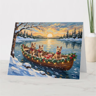 Draadvos Terrier Kerstboot Vakantie Kaart