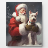 Draadvos Terrier Kerstman Festief Kerstfeest Fotoplaat (Voorkant)