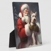 Draadvos Terrier Kerstman Festief Kerstfeest Fotoplaat (Zijkant)