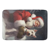 Draadvos Terrier Kerstman Festive Kerstmis Badmat (Voorkant)