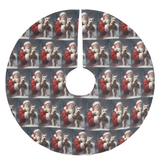 Draadvos Terrier Kerstman Festive Kerstmis Kerstboom Rok (Voorkant)
