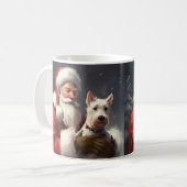 Draadvos Terrier Kerstman Festive Kerstmis Koffiemok (Voorkant links)