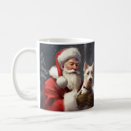 Draadvos Terrier Kerstman Festive Kerstmis Koffiemok (Links)