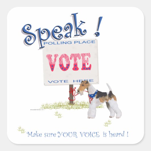 Draadvos Terrier Stem Stemgeluid Vierkante Sticker (Voorkant)