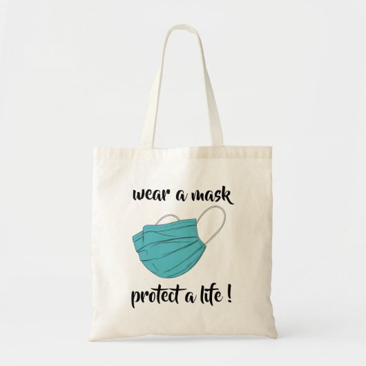 Draag A Mask Custom Typography Business Tote Bag (Voorkant)