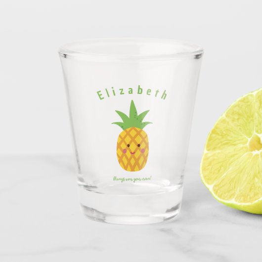 Draag altijd uw kroongepersonaliseerde ananas shot glas (Voorkant)