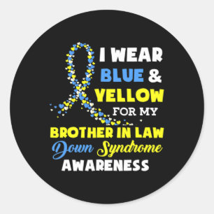 Draag AWAR van Blue Yellow Brother in Law Down Syn Ronde Sticker