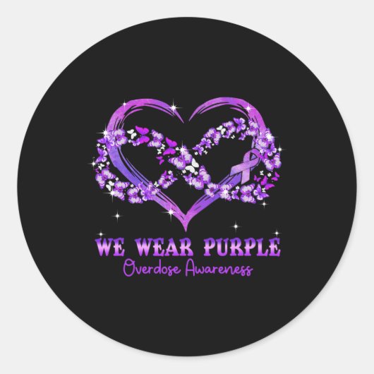 Draag Bewustzijn van overdosering van het Paarse v Ronde Sticker (Voorkant)