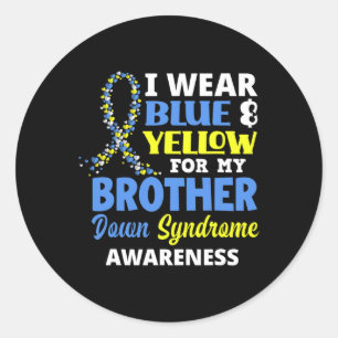 Draag Blauw en Geel voor mijn broer met het Syndro Ronde Sticker