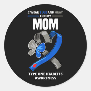Draag Blauw Grijs Voor Moeder Type Eén Diabetes Be Ronde Sticker