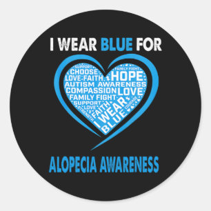 Draag blauw voor alopecia bewustzijn geloof hoop l ronde sticker