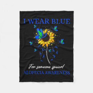 Draag blauw voor alopecia bewustzijn zonnebloem fleece deken