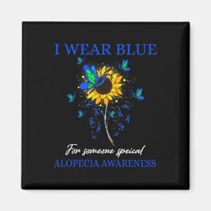 Draag blauw voor alopecia bewustzijn zonnebloem magneet