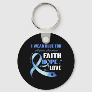 Draag blauw voor alopecia bewustzijnsgeschenken sleutelhanger