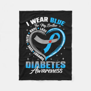 Draag blauw voor broer diabetes bewustzijn blauw fleece deken