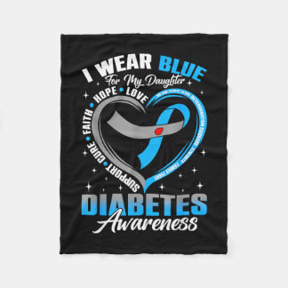 Draag blauw voor diabetesbewustzijn bij dochter bl fleece deken