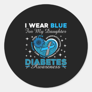 Draag blauw voor diabetesbewustzijn bij dochter bl ronde sticker