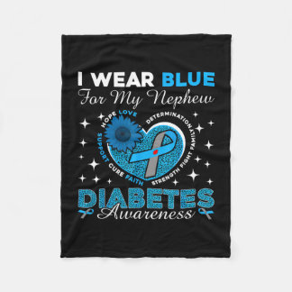 Draag blauw voor diabetesbewustzijn bij neef blauw fleece deken