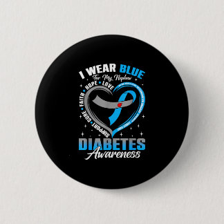 Draag blauw voor diabetesbewustzijn bij neefje bla ronde button 5,7 cm