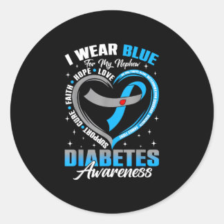 Draag blauw voor diabetesbewustzijn bij neefje bla ronde sticker
