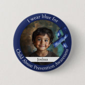 Draag Blauw voor het Kinderkindermishandeling Prev Ronde Button 5,7 Cm (Voorkant)