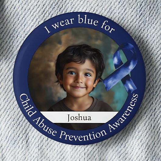 Draag Blauw voor het Kinderkindermishandeling Prev Ronde Button 5,7 Cm