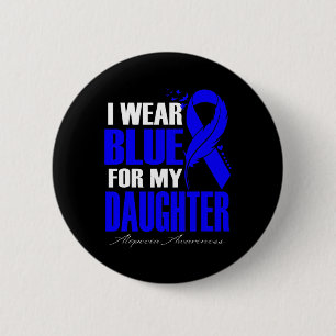 Draag blauw voor mijn dochter Alopecia Feather Ronde Button 5,7 Cm