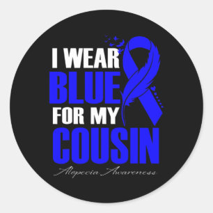 Draag blauw voor mijn neef alopecia veer ronde sticker