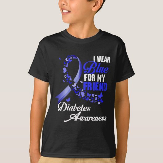 Draag blauw voor mijn vriend T1D Diabetes Awarenes T-shirt (Voorkant)