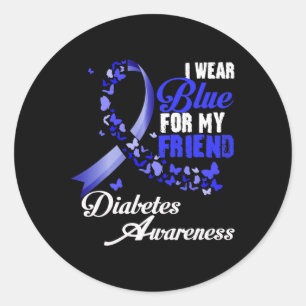 Draag Blauw Voor Mijn Vriend T1d Diabetes Bewustzi Ronde Sticker