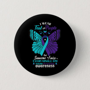 Draag Blauwgroen en Paars voor iemand die ik hou v Ronde Button 5,7 Cm