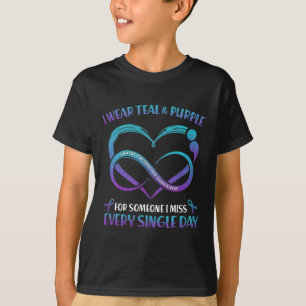 Draag Blauwgroen en Paars voor iemand die ik mis e T-shirt