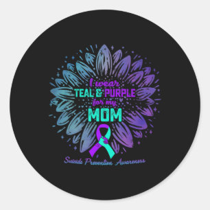 Draag Blauwgroen en Paars voor mijn moeder zelfmoo Ronde Sticker