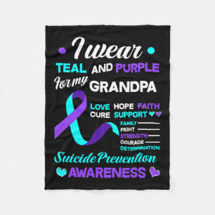 Draag Blauwgroen en Paars voor mijn opa zelfmoordp Fleece Deken