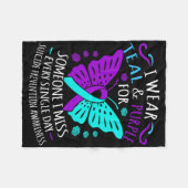 Draag Blauwgroen en Paarse Happy Suicide Bewusthei Fleece Deken (Voorkant (Horizontaal))